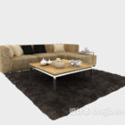 Amarillo y negro combinados con un moderno sofá, mesa de centro, modelo 3d.