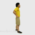 Yellow dress edited man stands figure 3d model .