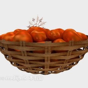 Modelo 3d de cesta de frutas amarela