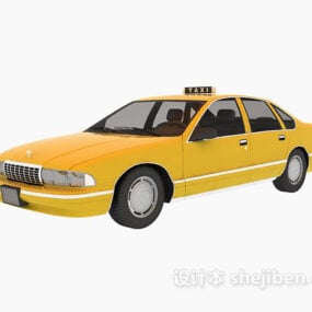 דגם תלת מימד של מונית סדאן צהובה