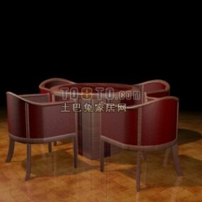 Table à manger avec chaise en cuir modèle 3D