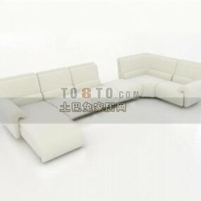 Narożna sofa segmentowa Biała tkanina Model 3D
