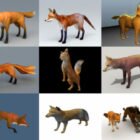 Colección de modelos 10D de 3 animales zorros