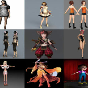 10 znaků dívka Maya 3D modely - týden 2020-38