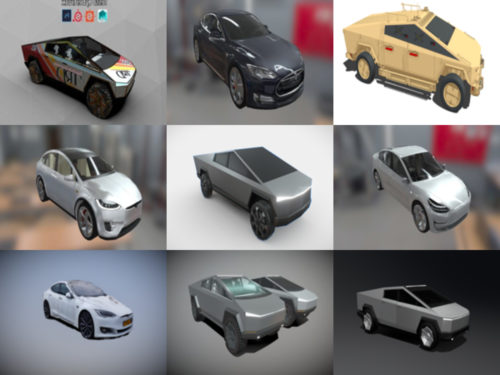 10 High Quality Tesla Car Free 3D Models Collection