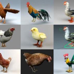 Bộ sưu tập 9 mô hình gà 3D thực tế