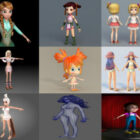 12 Beauty Cartoon Girl Character 3D-modellen