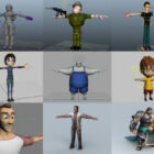 12 Mänsklig karaktär Rigged Gratis 3D-modeller