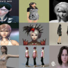 20 realistiska tjej 3D-modeller samling