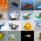 20 Cartoon Fish Gratis 3D-modellen - Week 2020-39