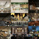 20 høykvalitets restaurant 3D interiør scener