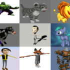 20 Obj Коллекция 3D-моделей персонажей из мультфильмов