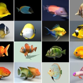 20 realistiske akvariefiskfrie 3D-modeller