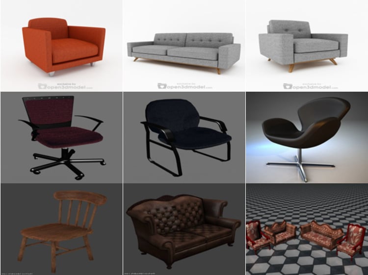 10 3ds Max 3D modely židlí - den 15. října 2020