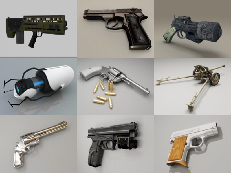 10 3ds Max Modèles 3D de pistolet - Jour 18 octobre 2020