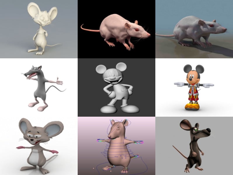 10 Animal Mouse 3D Modeller Collection - Uge 2020-44