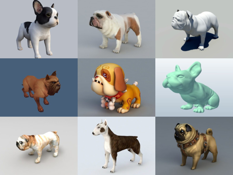 10 Bulldog Free 3D Models Sammlung