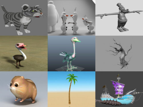 10 dibujos animados gratis OBJ Modelos 3D - Semana 2020-40
