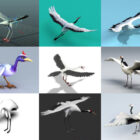 Coleção de modelos 10D gratuitos de 3 pássaros da grua