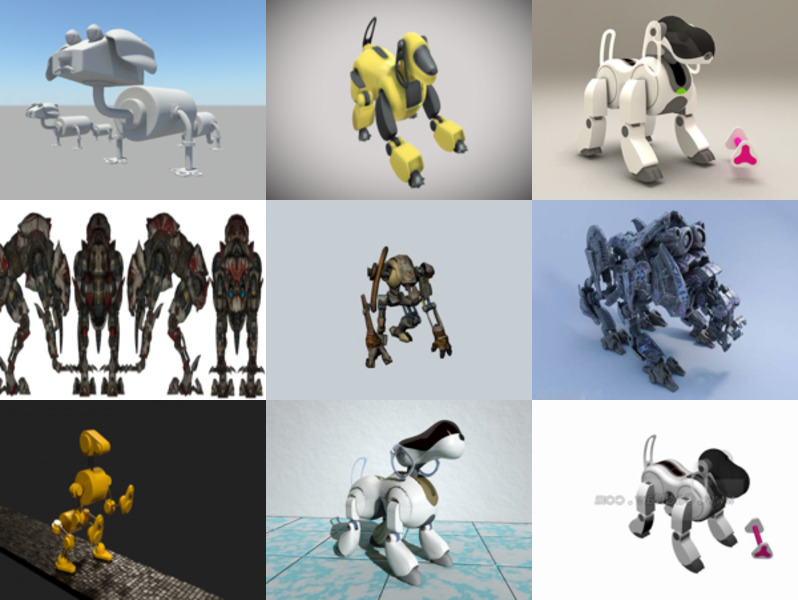 Kolekcja 10 bezpłatnych modeli 3D dla psów-robotów