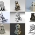 10正面玄関の動物ライオン像3Dモデル–2020-43週