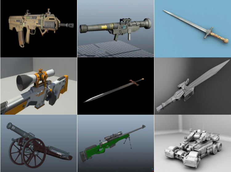 10 Maya Zbraňové 3D modely - den 15. října 2020