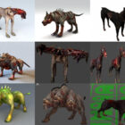 10 個の映画ゾンビ犬 3D モデル