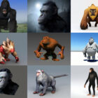 Коллекция 10D-моделей 3 орангутангов - неделя 2020-44