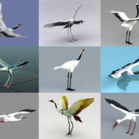 10个现实的起重机动物免费3D模型