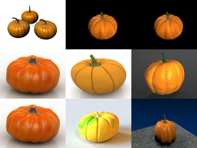 10 Realistic Pumpkin 3D Models Collection