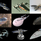 10 ilmaista scifi-ilma-alusta OBJ 3D-mallit - viikko 2020-40
