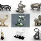 10 동상 코끼리 3D 모델 무료 다운로드