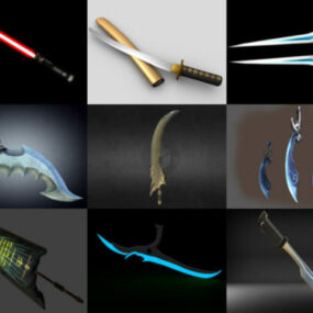 10 Pedang Bebas OBJ Model 3D - Minggu 2020-41