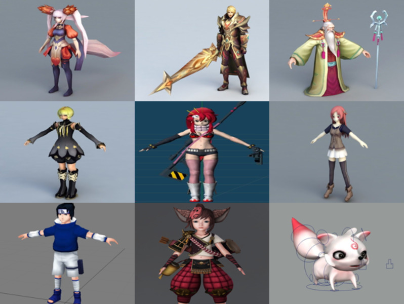 12 anime karakterfrie 3D-modeller - Uke 2020-43