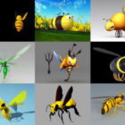 12 Cartoon Bee Ücretsiz 3D Model Koleksiyonu