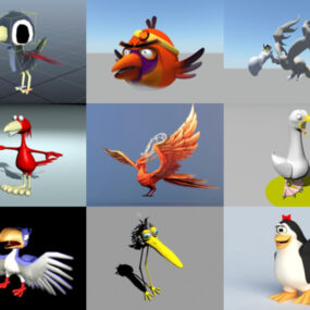 12 Cartoon Bird Animal 3D -mallia - viikko 2020-43