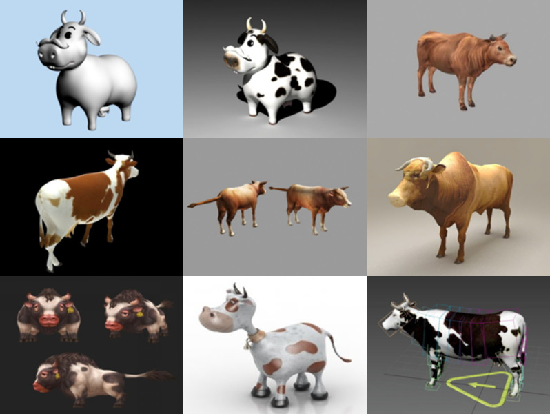 Animais de 12 modelos 3D de vacas - Semana 2020-44