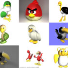 12 игрушечных птиц скачать бесплатно 3D модели