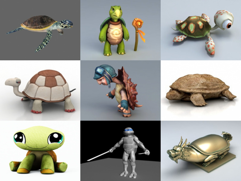 Verzameling van 12 schildpadvrije 3D-modellen – week 2020-44