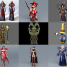 13 Vermomming Halloween 3D-modellen Wizard-personages
