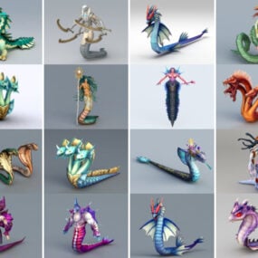 20种Snake游戏角色免费3D模型