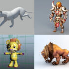 6 animales león Rigged Modelos 3D - Semana 2020-43