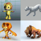 6 лев Rigged Бесплатные модели 3D