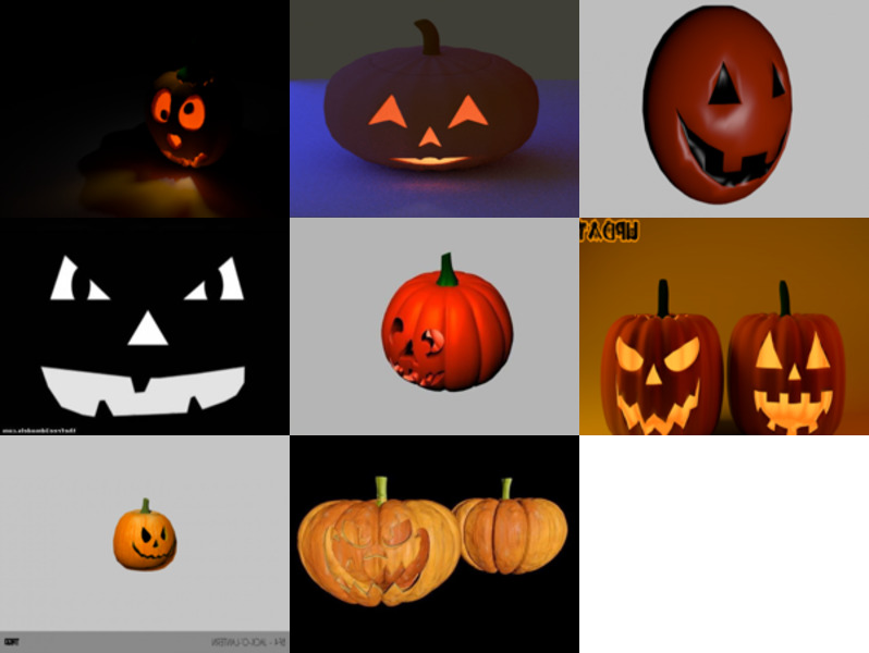 8 Halloween Pumpkin 3D Models Collection