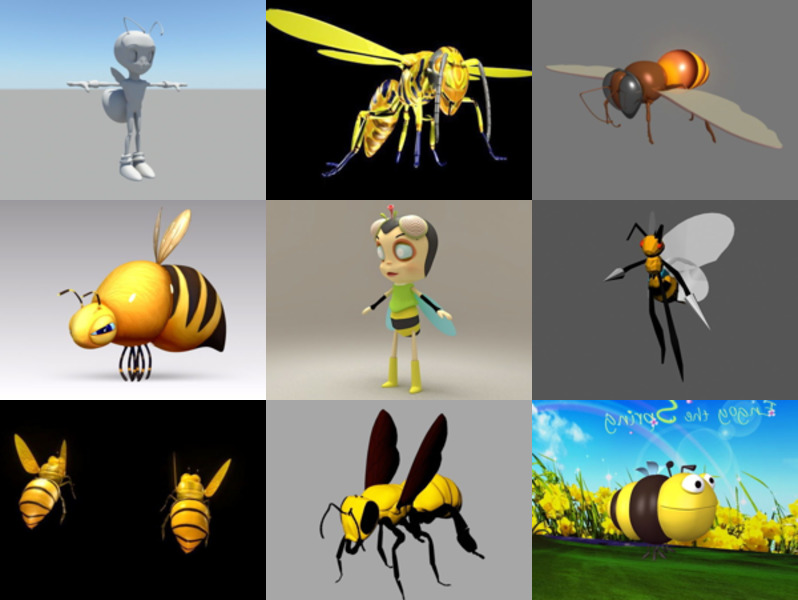 9 Bee 3D Models Collection – Week 2020-44