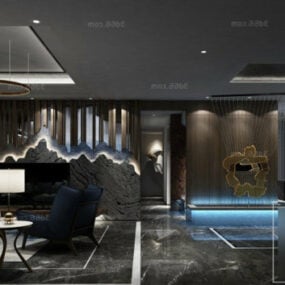 Wohnung Nacht Wohnzimmer Innenszene 3D-Modell