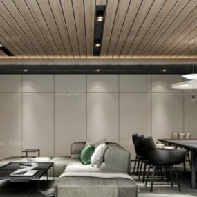 现代家庭餐厅客厅室内场景3d模型