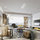 Modern White Living Room Interior Scene