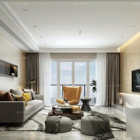 Apartment Living Room Modern Style Interior Scene 3d model