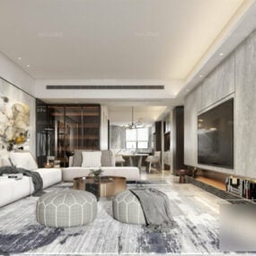 Contemporary Living Room Interior Scene 3d model